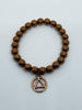 Hematite Antique Copper Colour Round Bead Stretch Bracelet with AA Charm