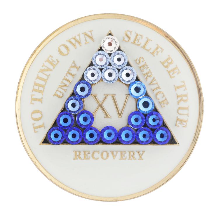 AA Medallion Glow in Dark with Transition Blue Bling Crystals