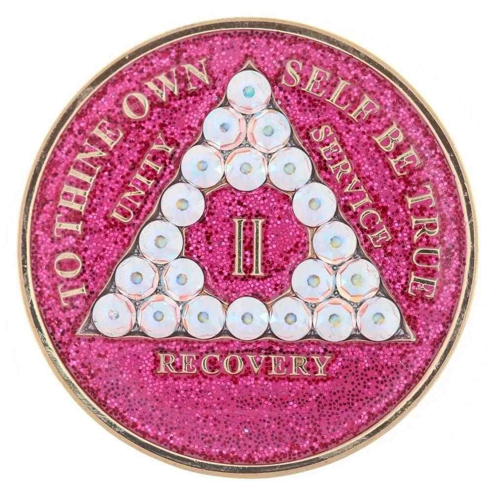 AA Medallion Glitter Pink with AB White Triangle Bling Crystals