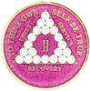 AA Medallion Glitter Pink with White Triangle Bling Crystals