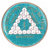 AA Medallion Glitter Turquoise with White Triangle Bling Crystals