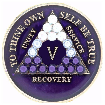 AA Medallion Purple with Transition Bling Crystals
