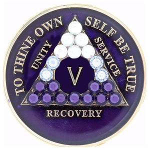 AA Medallion Purple with Transition Bling Crystals