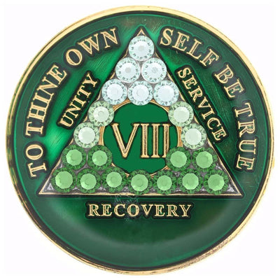 AA Medallion Green with Transition Bling Crystals
