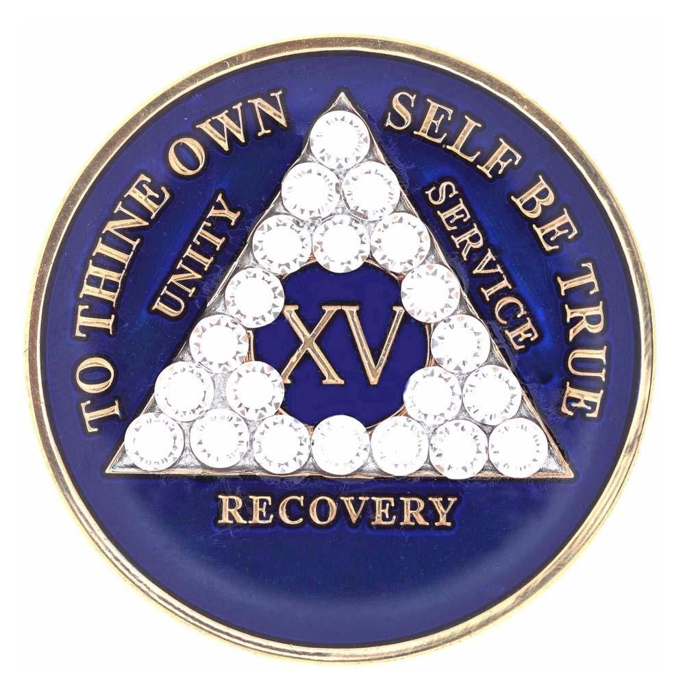 AA Medallion Blue Coin with AB White Triangle Bling Crystals