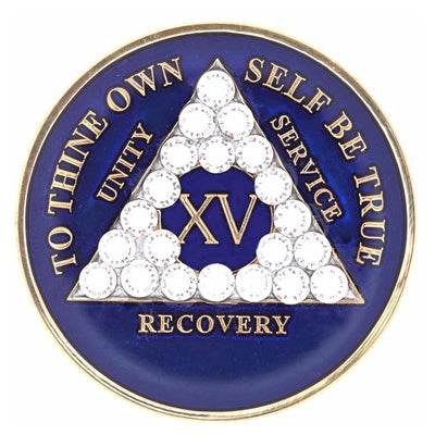AA Medallion Blue Coin with AB White Triangle Bling Crystals