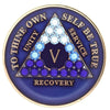 AA Medallion Blue Coin with Blue Transition Bling Crystals