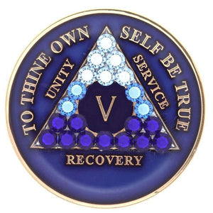 AA Medallion Blue Coin with Blue Transition Bling Crystals
