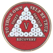 AA Medallion Red Coin with White Triangle Bling Crystals