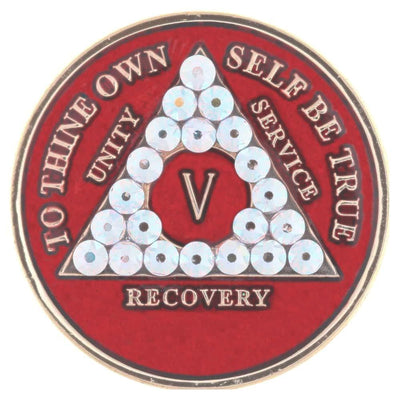 AA Medallion Red Coin with White Triangle Bling Crystals