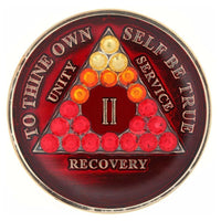 AA Medallion Red with Red Transition Bling Crystals