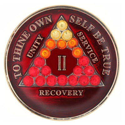 AA Medallion Red with Red Transition Bling Crystals