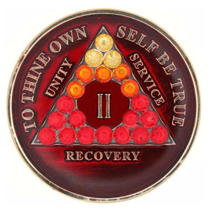 AA Medallion Red with Red Transition Bling Crystals