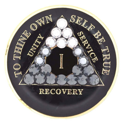 AA Medallion Black with Transition Bling Crystals