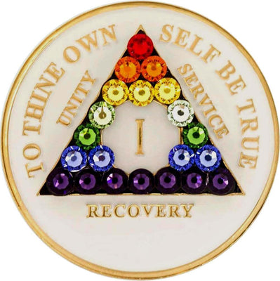 AA Medallion Glow in the Dark with Rainbow Bling Crystals